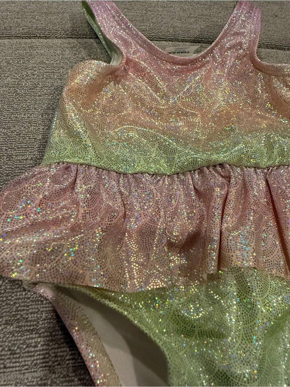 Baby Girl Old Navy One Piece Mermaid Swimsuit With Ruffles and SNAPS!